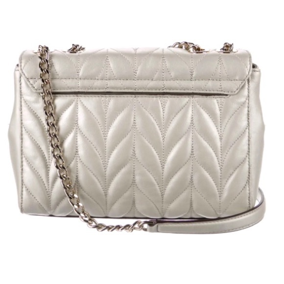 Like New Leather KATE SPADE Grey Silver Chain Handbag Crossbody Shoulder Bag - Picture 4 of 9